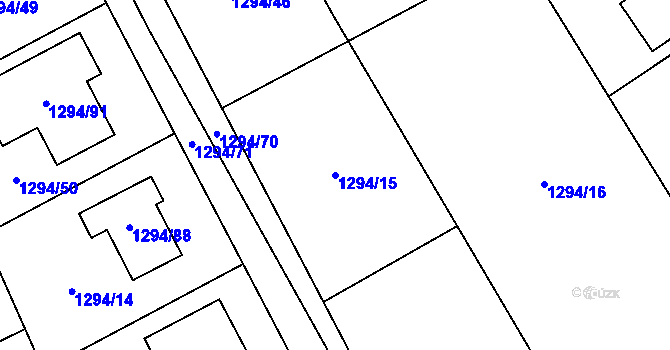 Parcela st. 1294/15 v KÚ Droždín, Katastrální mapa
