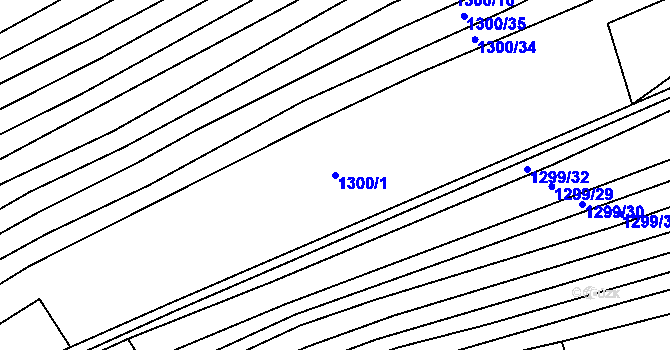 Parcela st. 1300/1 v KÚ Droždín, Katastrální mapa