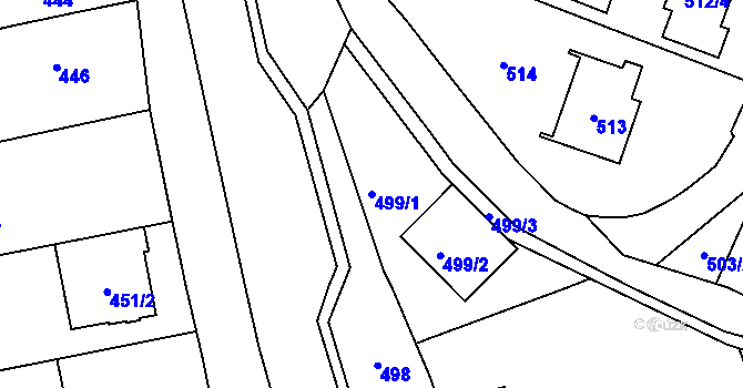 Parcela st. 499/1 v KÚ Droždín, Katastrální mapa