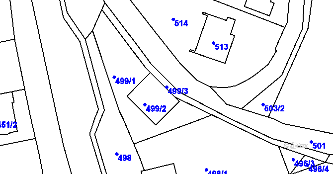 Parcela st. 499/3 v KÚ Droždín, Katastrální mapa