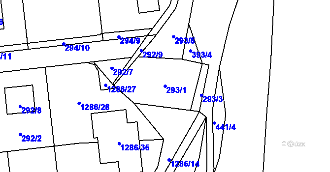 Parcela st. 293/1 v KÚ Droždín, Katastrální mapa