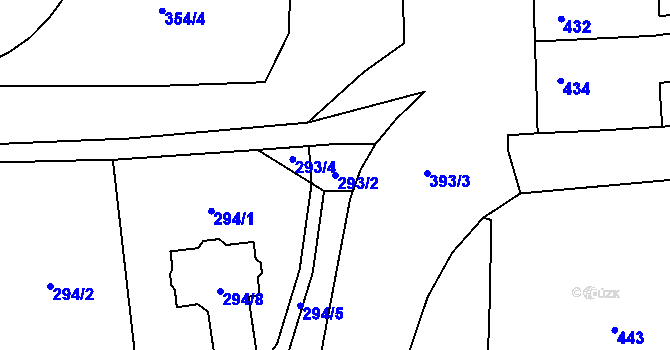 Parcela st. 293/2 v KÚ Droždín, Katastrální mapa