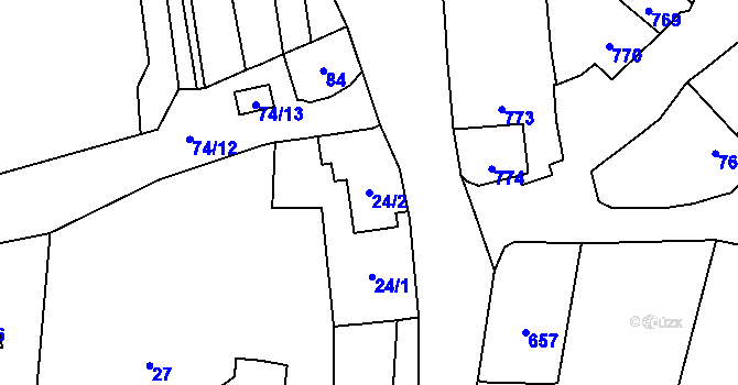 Parcela st. 24/2 v KÚ Droždín, Katastrální mapa