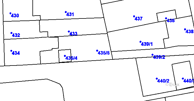 Parcela st. 435/5 v KÚ Droždín, Katastrální mapa