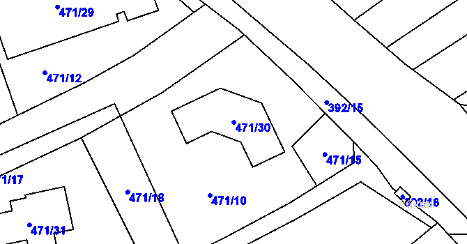Parcela st. 471/30 v KÚ Droždín, Katastrální mapa