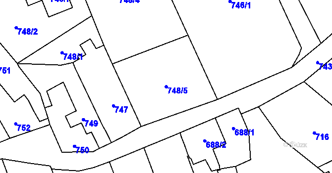 Parcela st. 748/5 v KÚ Droždín, Katastrální mapa