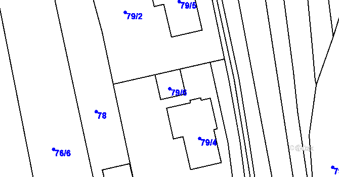 Parcela st. 79/6 v KÚ Droždín, Katastrální mapa