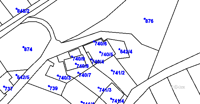 Parcela st. 740/5 v KÚ Droždín, Katastrální mapa