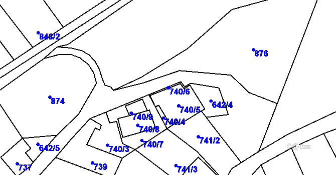 Parcela st. 740/6 v KÚ Droždín, Katastrální mapa