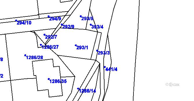 Parcela st. 293/3 v KÚ Droždín, Katastrální mapa