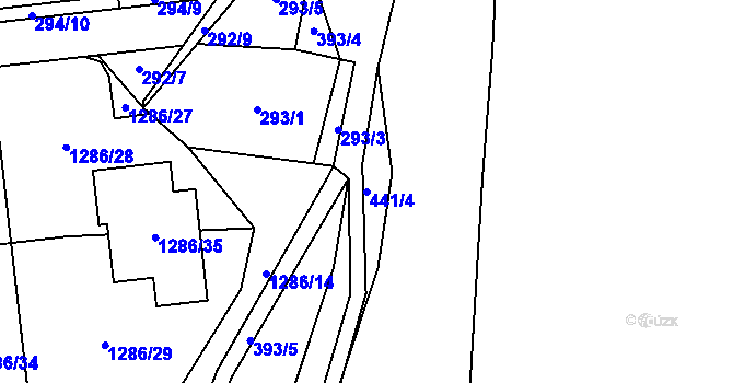 Parcela st. 441/4 v KÚ Droždín, Katastrální mapa