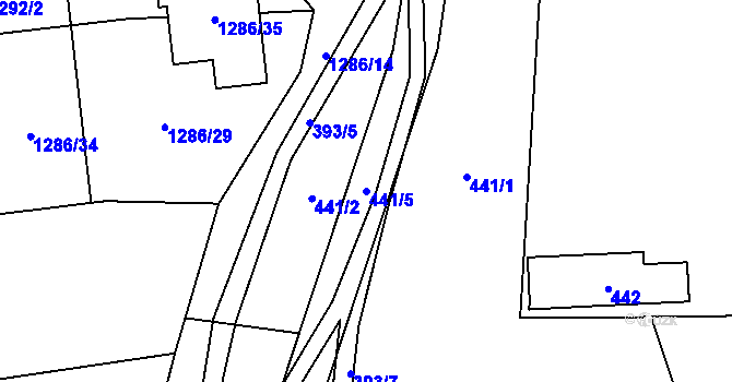 Parcela st. 441/5 v KÚ Droždín, Katastrální mapa