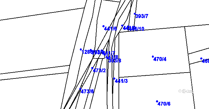 Parcela st. 441/8 v KÚ Droždín, Katastrální mapa