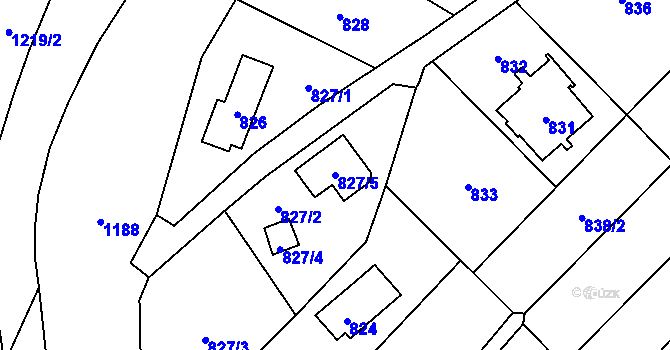 Parcela st. 827/5 v KÚ Droždín, Katastrální mapa