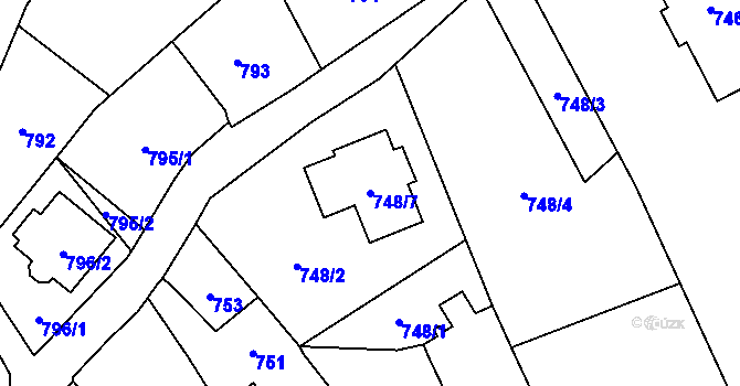 Parcela st. 748/7 v KÚ Droždín, Katastrální mapa