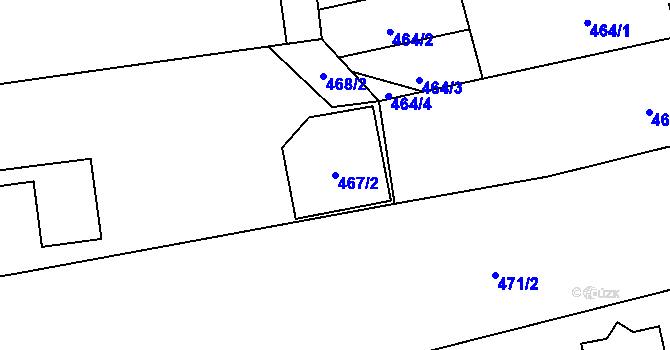 Parcela st. 467/2 v KÚ Droždín, Katastrální mapa