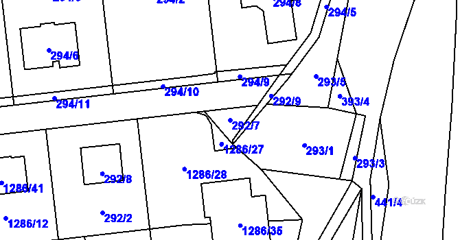 Parcela st. 292/7 v KÚ Droždín, Katastrální mapa