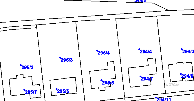 Parcela st. 295/4 v KÚ Droždín, Katastrální mapa