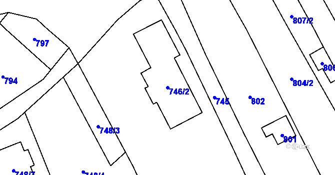 Parcela st. 746/2 v KÚ Droždín, Katastrální mapa