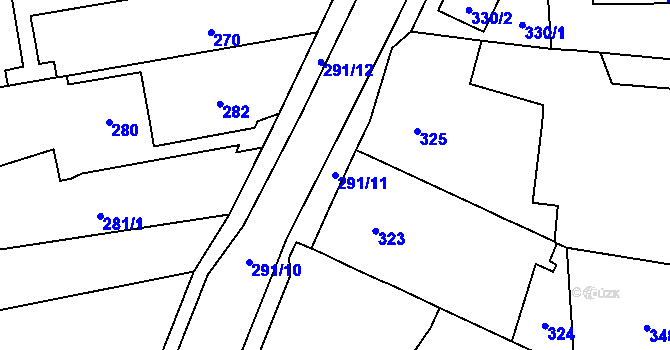 Parcela st. 291/11 v KÚ Droždín, Katastrální mapa