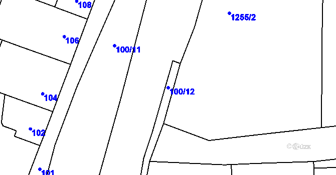 Parcela st. 100/12 v KÚ Droždín, Katastrální mapa