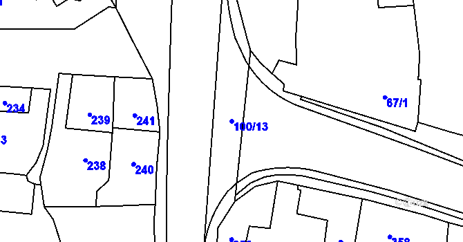 Parcela st. 100/13 v KÚ Droždín, Katastrální mapa