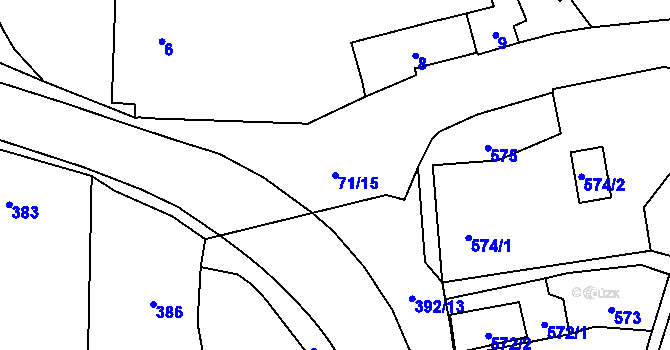 Parcela st. 71/15 v KÚ Droždín, Katastrální mapa