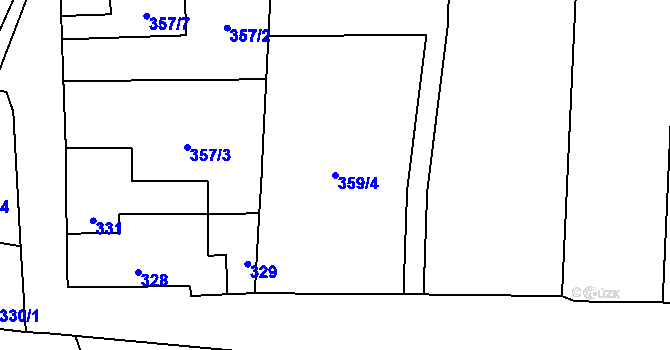 Parcela st. 359/4 v KÚ Droždín, Katastrální mapa
