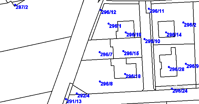 Parcela st. 296/7 v KÚ Droždín, Katastrální mapa
