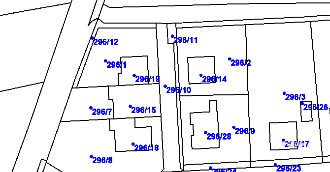Parcela st. 296/10 v KÚ Droždín, Katastrální mapa