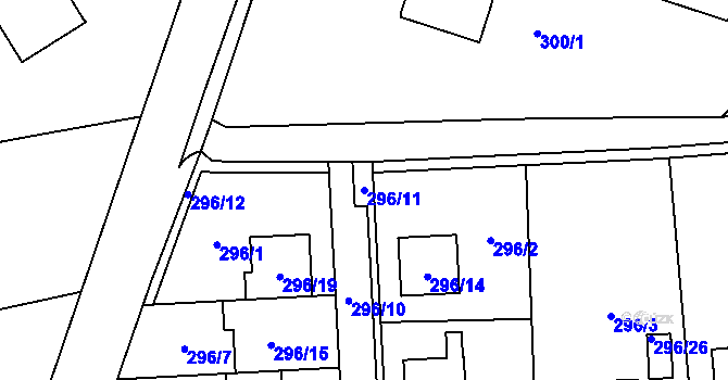 Parcela st. 296/11 v KÚ Droždín, Katastrální mapa