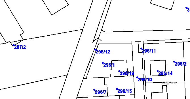 Parcela st. 296/12 v KÚ Droždín, Katastrální mapa