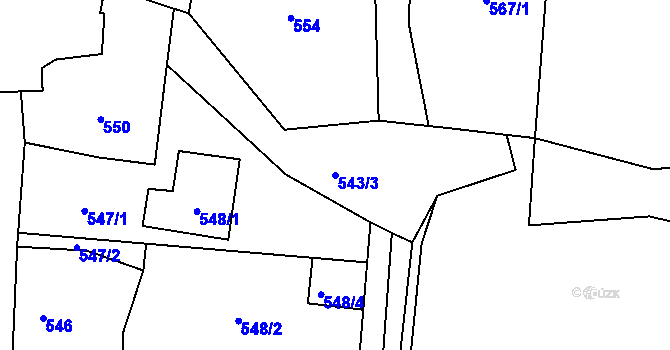 Parcela st. 543/3 v KÚ Droždín, Katastrální mapa