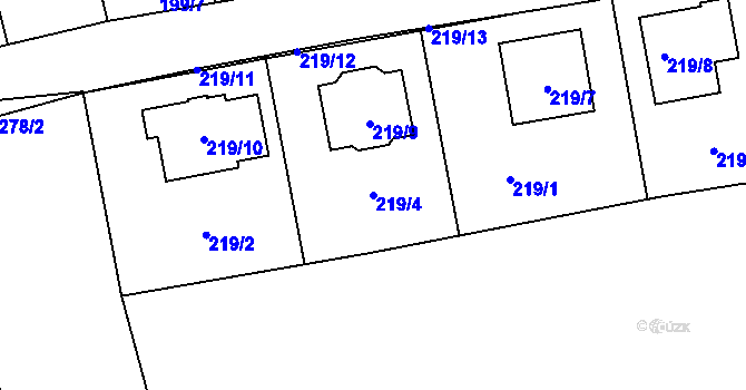 Parcela st. 219/4 v KÚ Droždín, Katastrální mapa