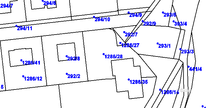 Parcela st. 1286/28 v KÚ Droždín, Katastrální mapa
