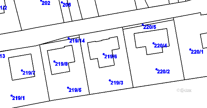 Parcela st. 219/6 v KÚ Droždín, Katastrální mapa