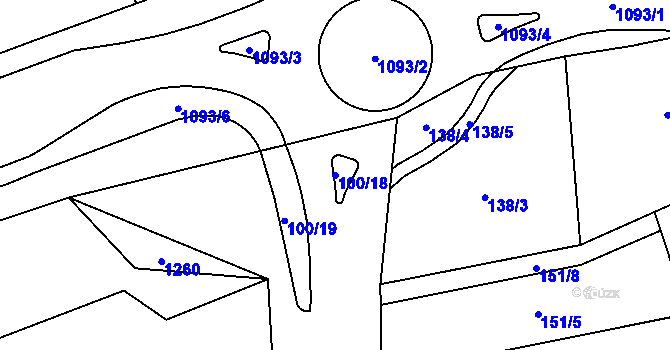 Parcela st. 100/18 v KÚ Droždín, Katastrální mapa