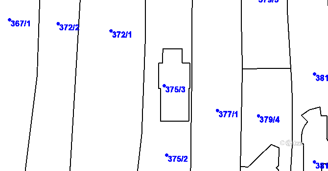 Parcela st. 375/3 v KÚ Droždín, Katastrální mapa