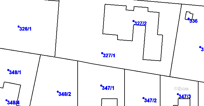 Parcela st. 327/1 v KÚ Droždín, Katastrální mapa