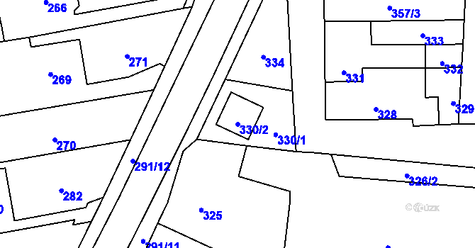 Parcela st. 330/2 v KÚ Droždín, Katastrální mapa