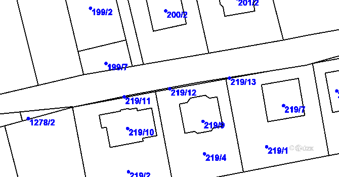 Parcela st. 219/12 v KÚ Droždín, Katastrální mapa