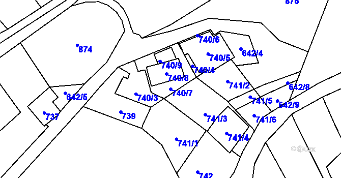 Parcela st. 740/7 v KÚ Droždín, Katastrální mapa