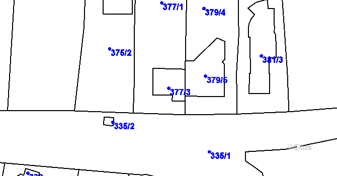 Parcela st. 377/3 v KÚ Droždín, Katastrální mapa