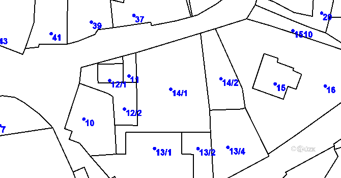 Parcela st. 14/1 v KÚ Droždín, Katastrální mapa