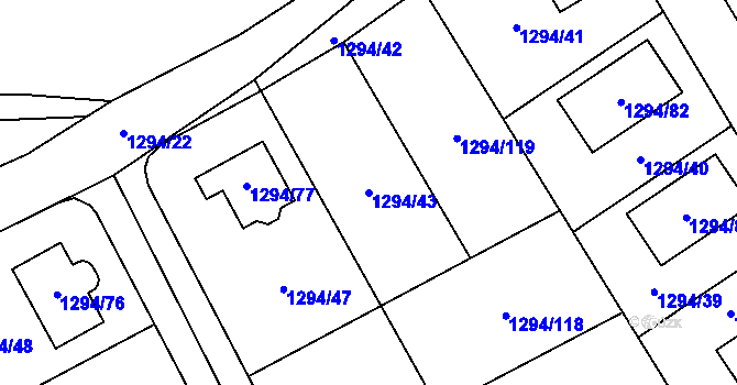 Parcela st. 1294/43 v KÚ Droždín, Katastrální mapa