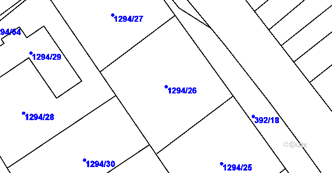 Parcela st. 1294/26 v KÚ Droždín, Katastrální mapa
