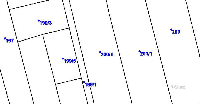 Parcela st. 200/1 v KÚ Droždín, Katastrální mapa