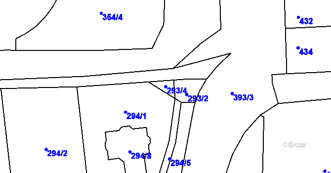 Parcela st. 293/4 v KÚ Droždín, Katastrální mapa