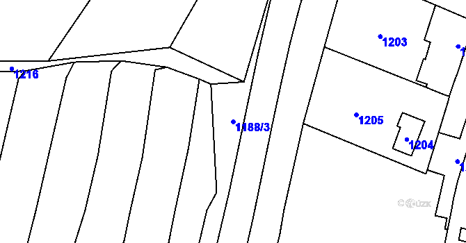 Parcela st. 1188/3 v KÚ Droždín, Katastrální mapa