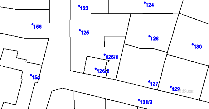 Parcela st. 126/1 v KÚ Droždín, Katastrální mapa